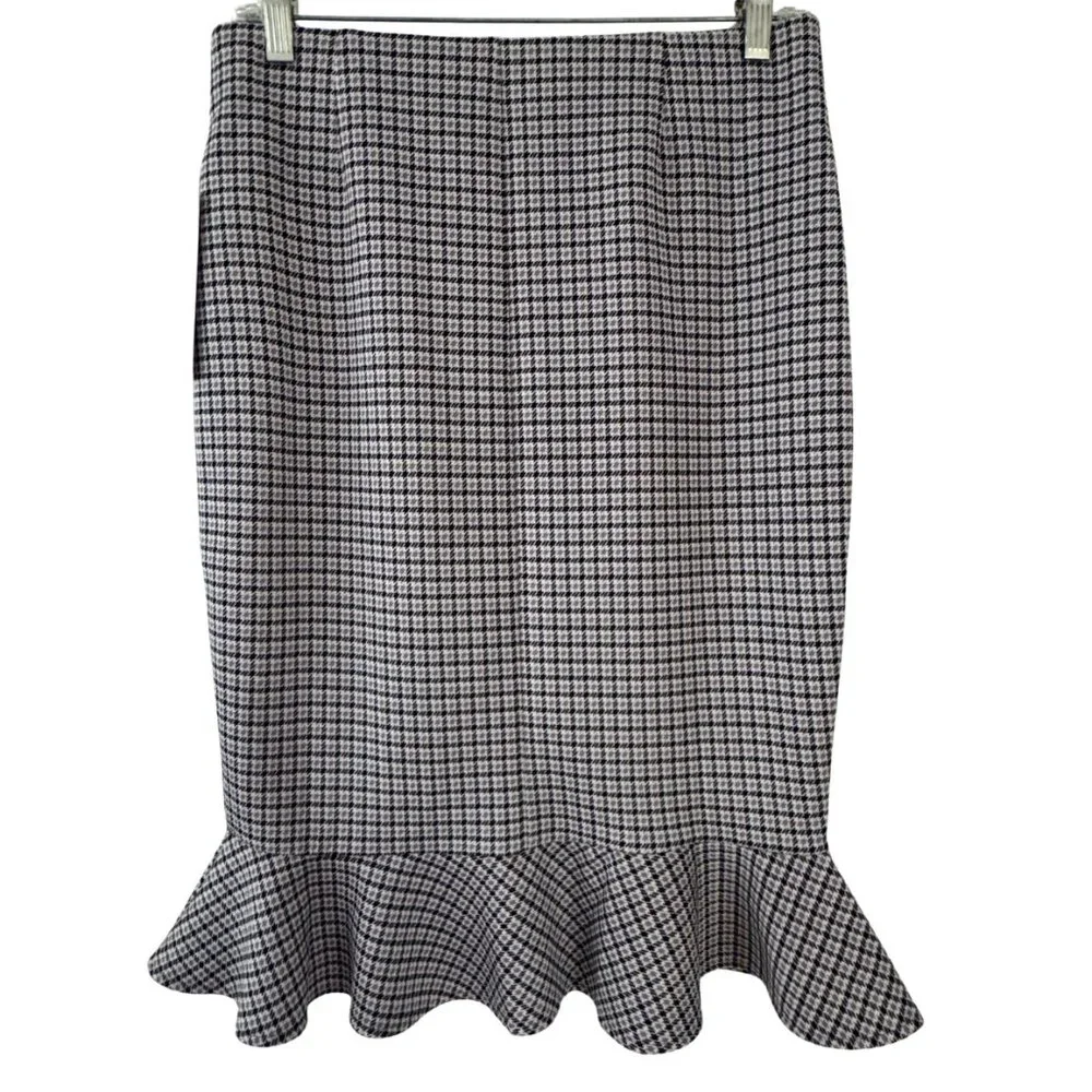 NYCC Houndstooth Fit & Flare Skirt Black Lilac Ivory Pull-On Size Small NWT - Picture 4 of 7